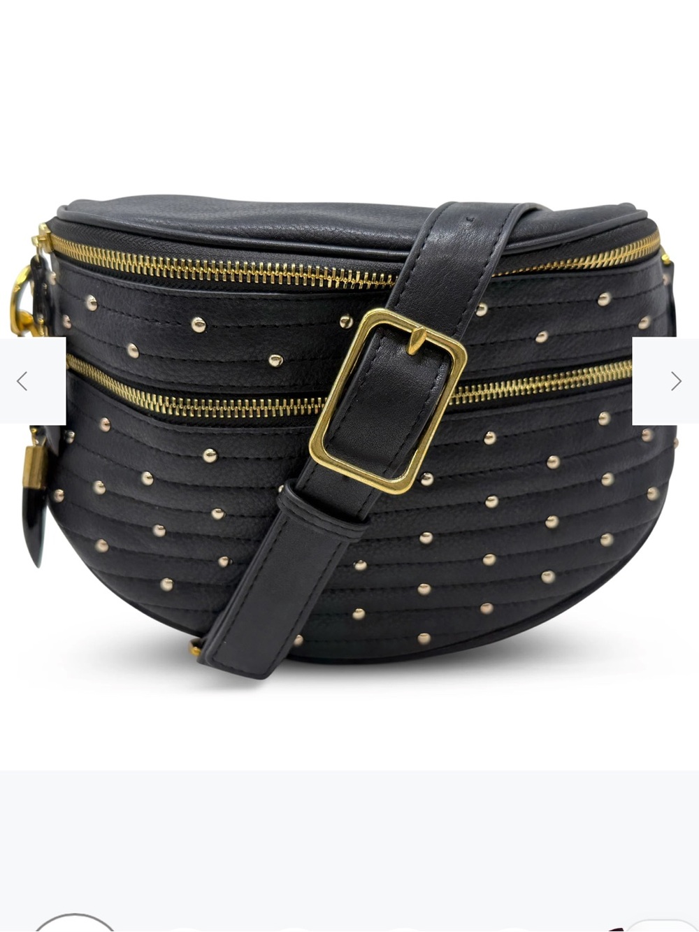 Inez Belt Bag - Black Quilted Stud